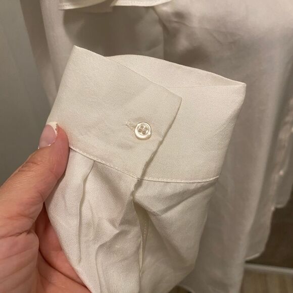 Maje 100% silk open shoulder ruffle blouse, L - Picture 5 of 10